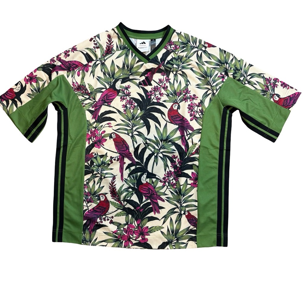 NWT adidas Women's x FARM Rio Premium T-Shirt Green/White/Pink Sz M